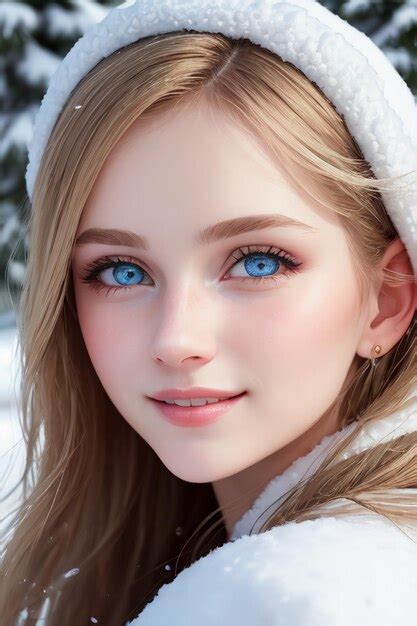 Premium Photo A Girl With Blue Eyes Looks Into The Camera