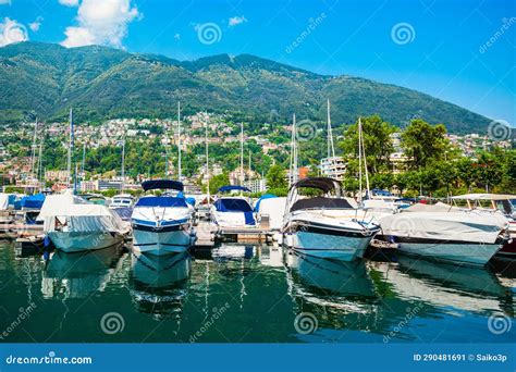 Locarno Port With Boats Switzerland Stock Image Image Of Switzerland