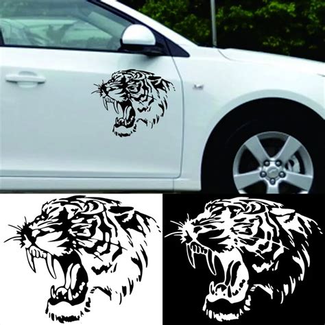 1pc 2828cm Mighty Tiger Head Personality Decals Car Sticker Reflective