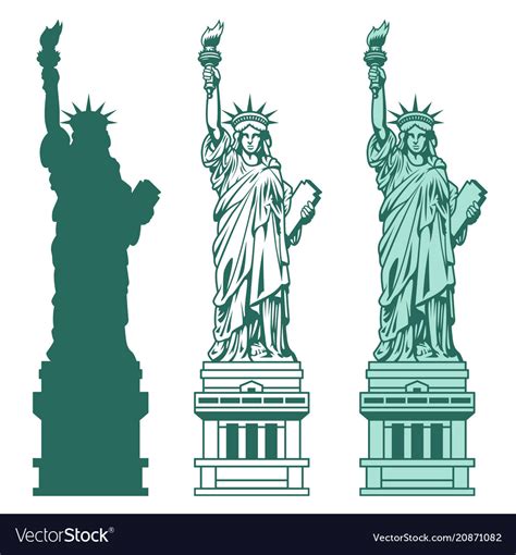 Set Of The Statue Of Liberty In New York City Vector Image