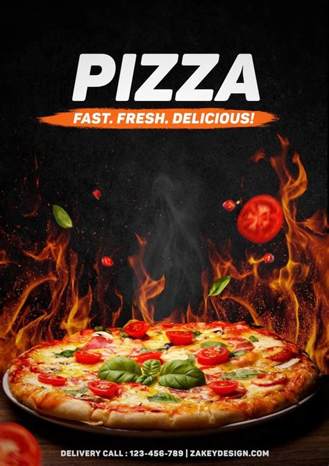 Hot and Delicious Pizza Poster Design in GIMP - Zakey Design