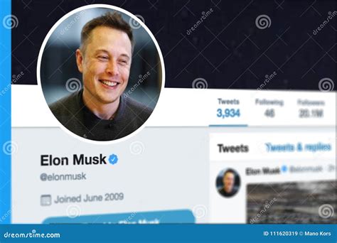 KRABI, THAILAND - MARCH 08, 2018: Closeup of Elon Musk Twitter Profile ...