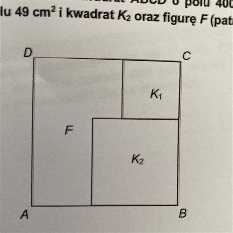 Na rysunku przedstawiono kwadrat ABCD o polu 400 cm Figurę tę