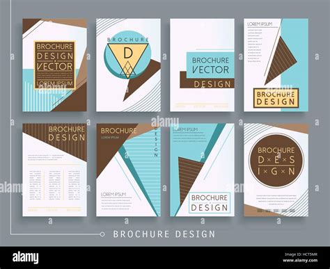 Modern Brochure Template Design Set With Geometric Elements Stock