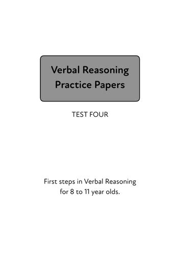 Verbal Reasoning Test Four Age 8 11 Teaching Resources