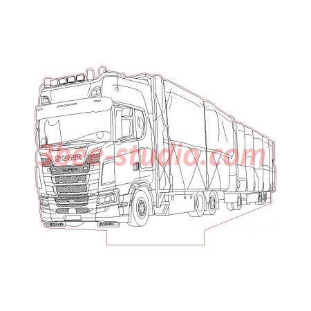 Scania S Truck With Trailers D Illusion Lamp Plan Vector File