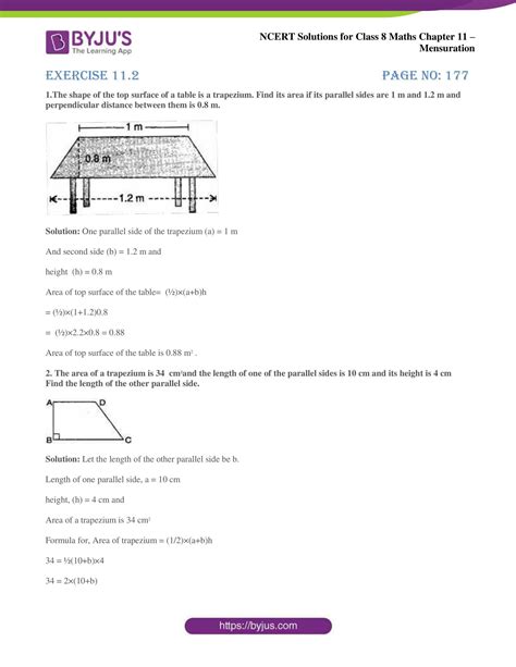 NCERT Solutions For Class 8 Maths Chapter 11 Mensuration