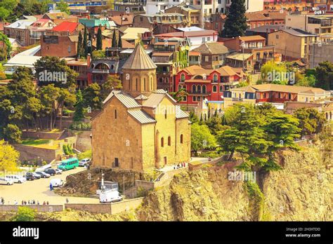 Tbilisi Georgia And Metekhi Church Stock Photo Alamy