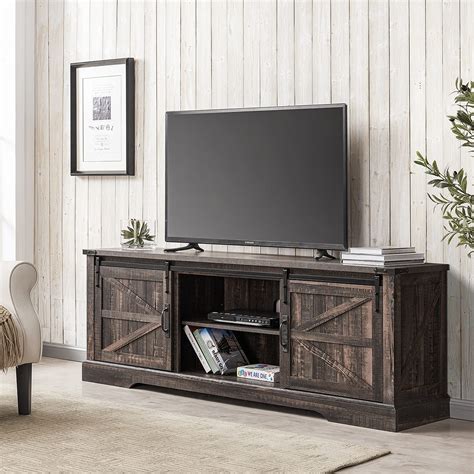 Buy OKD Farmhouse TV Stand For 75 Inch TV With Sliding Barn Door