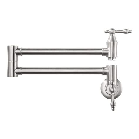 Iviga Brass Wall Mounted Pot Filler With 2 Handles And 2 Aerators In Brushed Nickel Vsk68 The