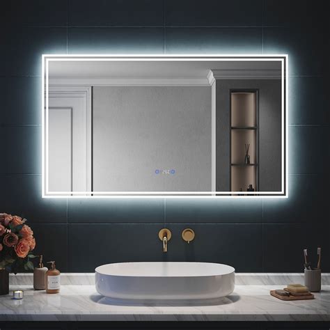 Sirhona Miroir De Salle De Bain Avec Mirroir Led R Tro Clair Contr Le