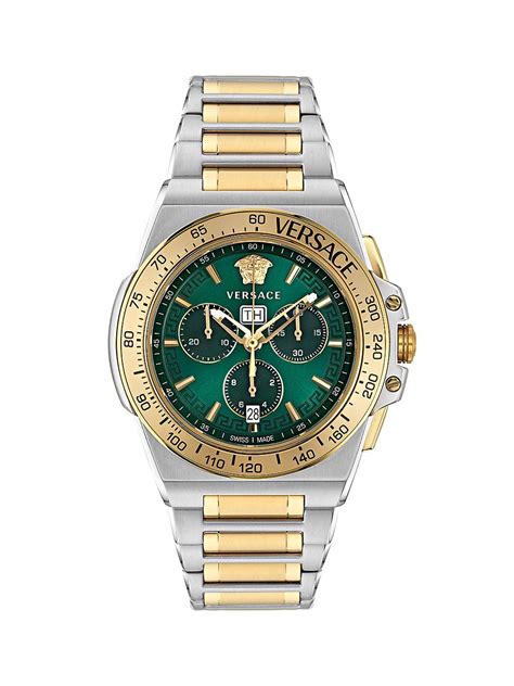 Versace Mm Greca Extreme Chrono Stainless Steel Watch In Metallic For