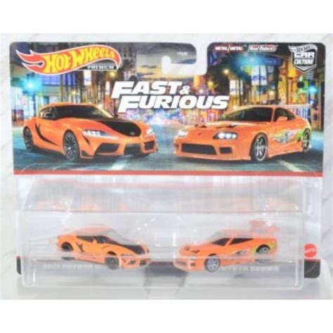 Hot Wheels Premium 2 Twin Packs Fast And Furious Toyota GR Supra MK4 HKS MBK Van Nissan Skyline