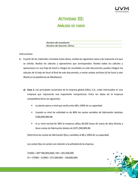 U1 Analisis de casos A3 Actividad 3 ACTIVIDAD III ANÁLISIS DE