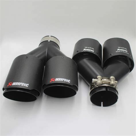 Pcs Inlet Mm Outlet Mm Dual Ak Carbon Fiber Exhaust Tip Matt Black