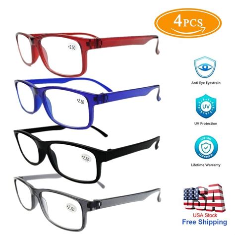 Mens Womens Reading Glasses 4 Pairs Unisex Classic Retro Readers 1 0 4