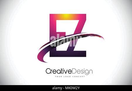 Ez E Z Letter Logo Design With Swoosh And Black Lines Modern Creative