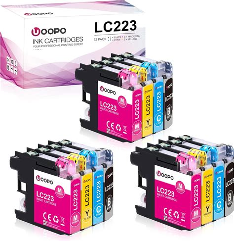 Uoopo LC223XL Compatible Cartuchos De Tinta Brother LC223 Juego De 12