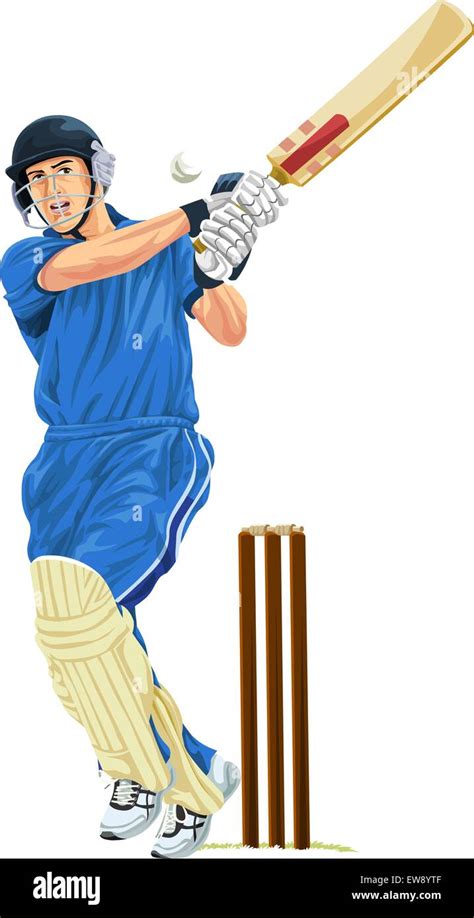 Vector Illustration Of Cricket Batsmen Playing Shot Stock Vector Image