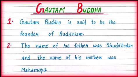 Lines On Gautam Buddha In English Gautam Buddha Par Line Youtube