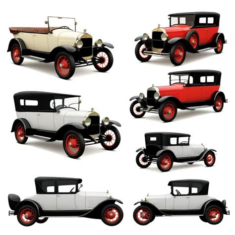 Premium Vector A Collection Of Old Fashioned Cars Including A Car And