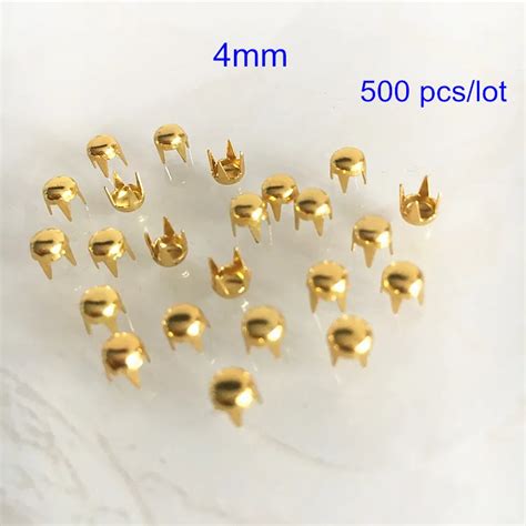 Free Shipping 4mm Gold Small Rivet Buttons Dome Spike Studs 4 Claws