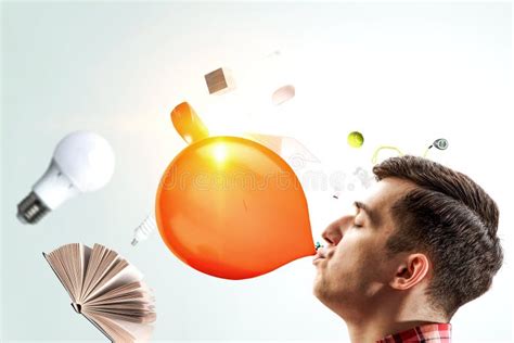 Guy Blowing Bubble Mixed Media Stock Image Image Of Profile Candy 167576889