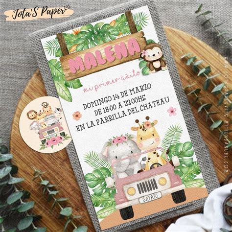 Kit Imprimible Selva Safari Rosa Jotas Paper Kits