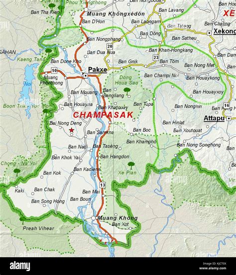 Map of Champasak Province, Laos Stock Photo - Alamy