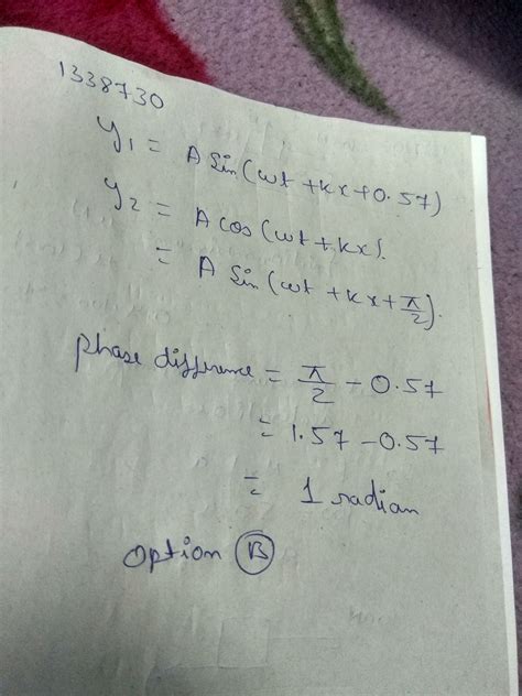 Two Waves Are Represented By The Equations Y1 A Sin ω Kx 0 57 M