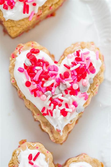 Soft Frosted Heart Cookies Valentine S Day Cookies Averie Cooks