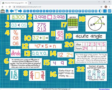 4th Grade Math Spiral Review For Interactive Whiteboard