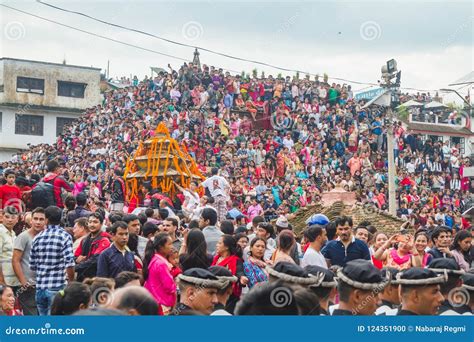 Crowd Of People At Indra Jatra Festival In Kathmandu Durbar Square