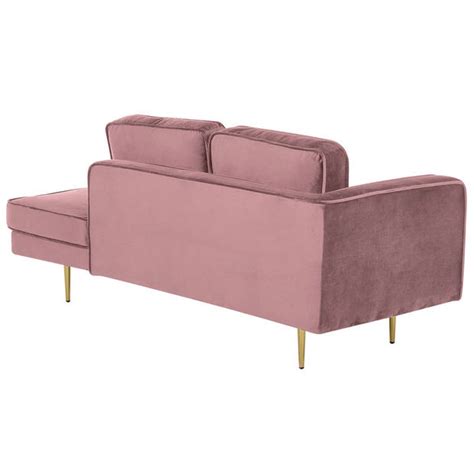 Beliani Miramas Chaise Longue Roze Fluweel Blokker