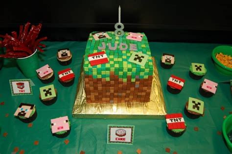 Minecraft Birthday Cake With Matching Cupcakes Cakecentral