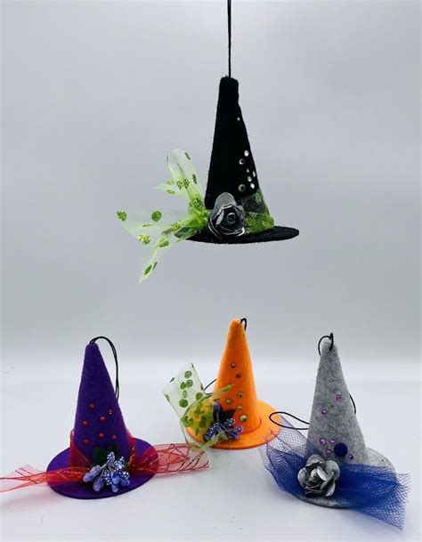 4 Witch Hat Ornaments Etsy