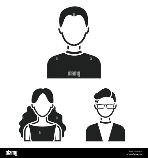 Avatar And Face Black Icons In Set Collection For Design A Person