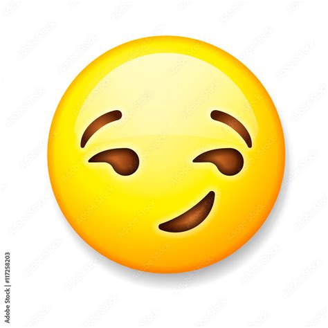 Emoji isolated on white background, emoticon smirking face Stock Vector | Adobe Stock