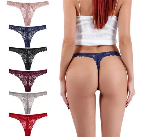 Pack De 6 Tangas Sexy De Mujer Pantaletas Bragas De Encaje MercadoLibre