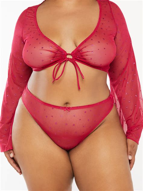 Gift Me More High Leg Crotchless Bikini In Red Savage X Fenty