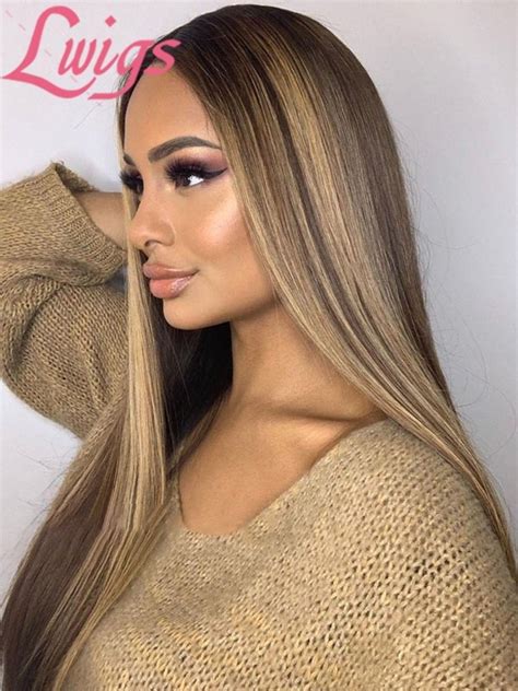Brazilian Virgin Human Hair Silk Straight Brown Ombre Blonde Highlight Color Undetectable HD