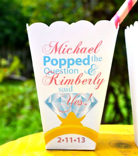 Popped The Question Popcorn Box Favors Engagement Party Personalized