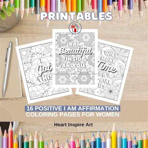 I Am Affirmations Coloring Pages For Women Printables Etsy
