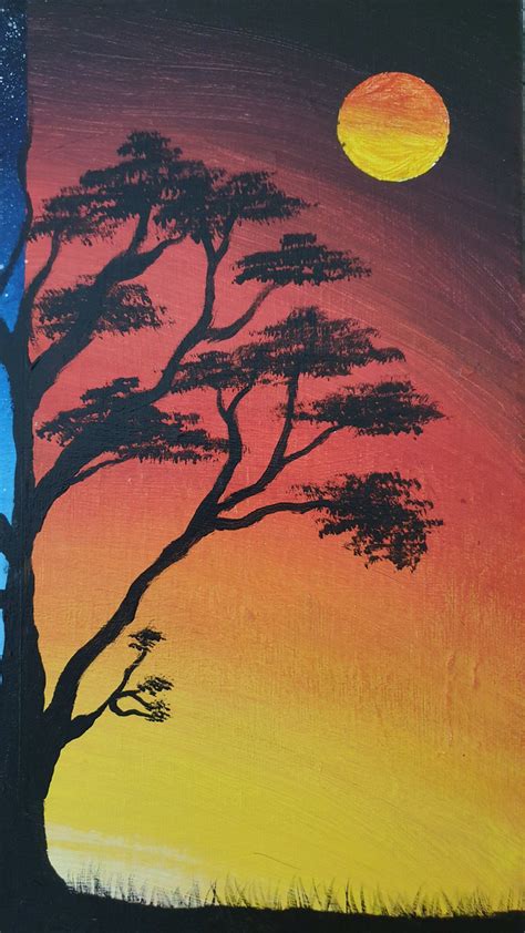 Day And Night Landscape Acrylic Painting By Asif Rasheed Artfinder