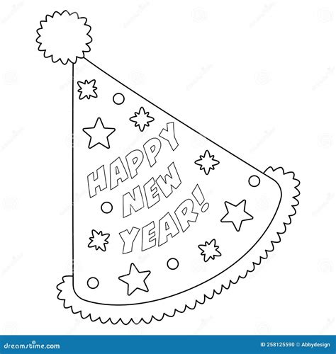 New Years Eve Party Hat Isolated Coloring Page Stock Vector, 43% OFF