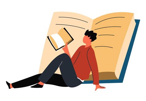 Male Character Adult Or Student Reading Books 17793956 Vector Art At