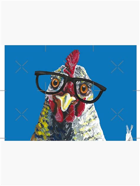 Cute Chicken Art Chicken With Glasses Mask For Sale By Leekellerart