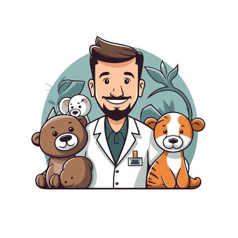 Personaje De Dibujos Animados Veterinario Con Perros Y Gatos Dise O