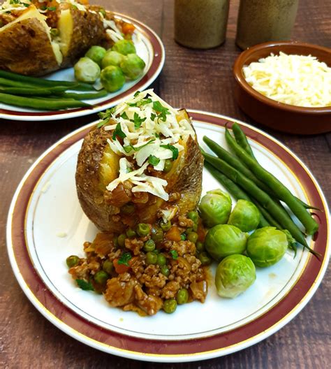 air fryer baked potatoes  savoury mince topping foodle club