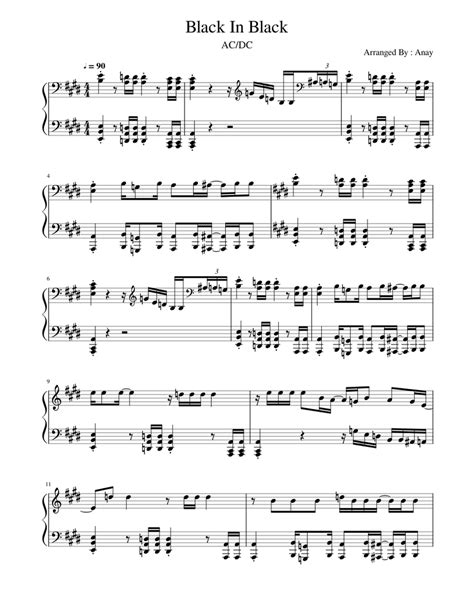 Back In Black L Ac Dc L Sheet Music For Piano Solo